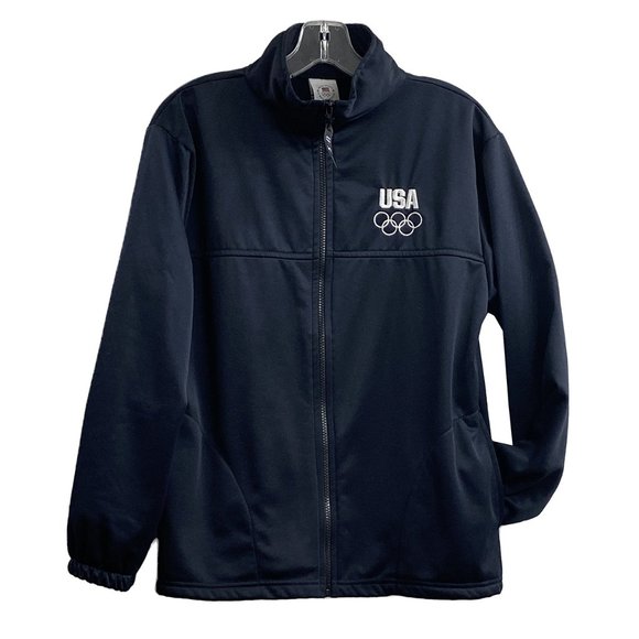 New United States Olympic Committee Navy Blue Full Zip Athletic Track Jacket - M - Picture 1 of 4